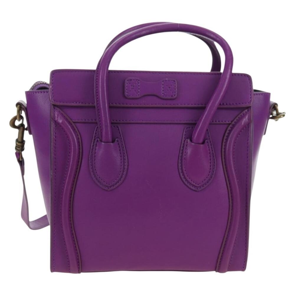 Celine Luggage Micro Shopper Handbag Purple